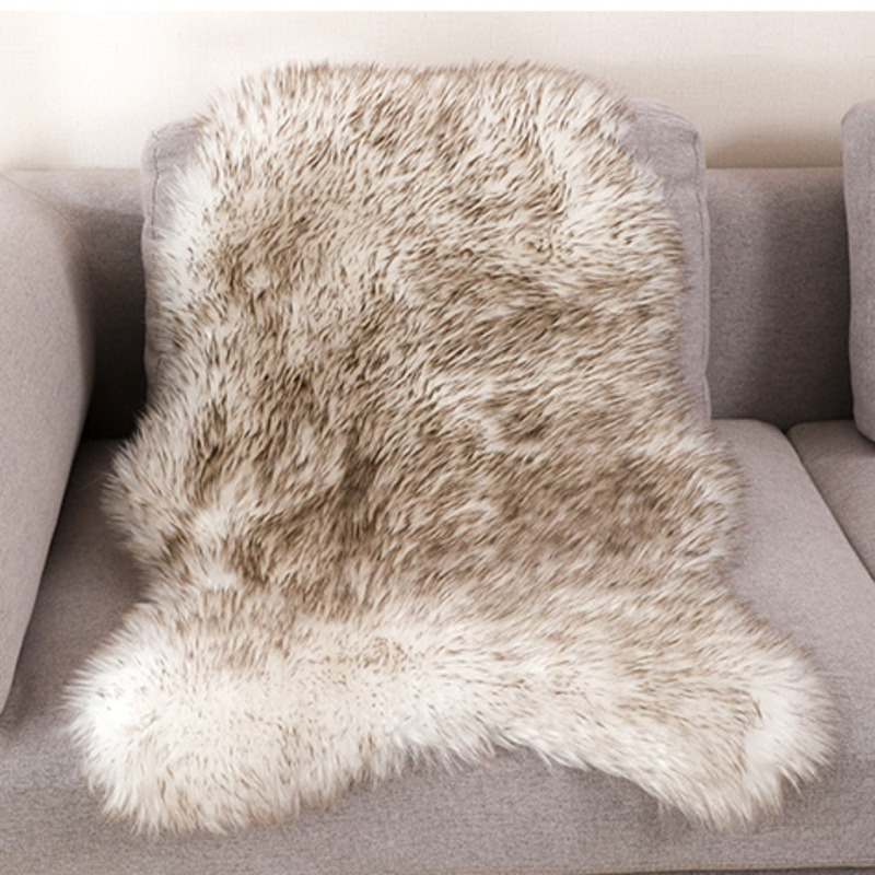 Cow Mat Rubber - นุ่มขนสัตว์ประดิษฐ์ Sheepskin พรมเก้าอี้ครอบคลุมเบาะห้องนอนห้องนั่งเล่นพรมขนสัตว์ Plain Fluffy ที่นั่ง