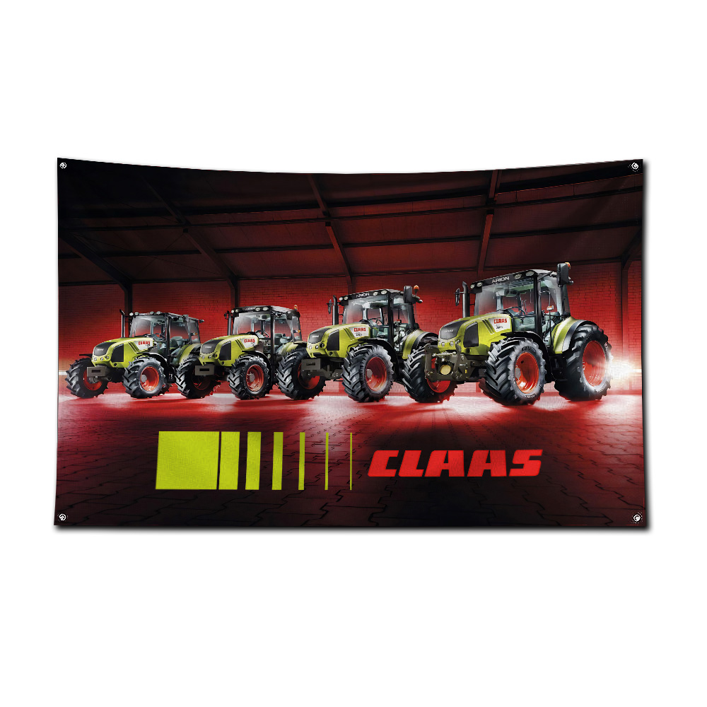 Farming Agriculture Logo - ธงประดับรถแทรกเตอร์และรถเกี่ยวข้าว ธงโลโก้สีเขียวและสีแดง สำหรับฟาร์ม โรงงาน ห้องทำงาน และของตกแต่งสำหรับคนรักการเกษตร