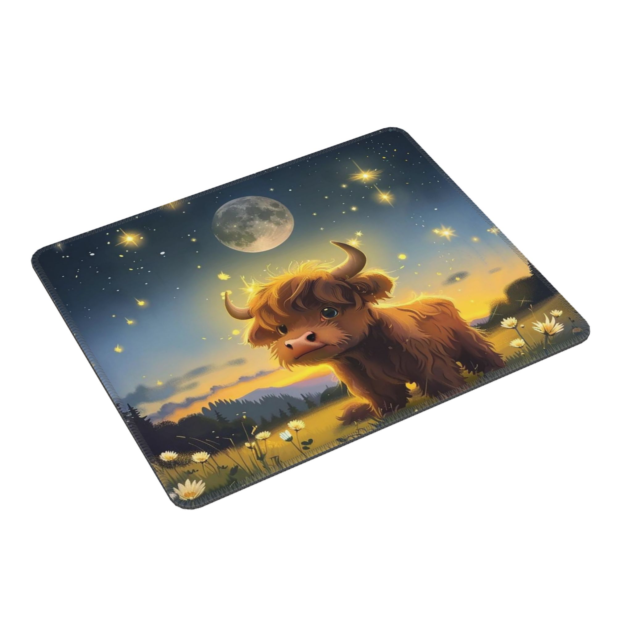 Cow Mat Rubber - แผ่นรองเมาส์ลายวัวไฮแลนด์ในป่ามหัศจรรย์ แผ่นรองเมาส์คอมพิวเตอร์ แผ่นรองเมาส์สำหรับเล่นเกม แผ่นรองโต๊ะแล็ปท็อป อุปกรณ์สำนักงาน แผ่นรองโต๊ะ