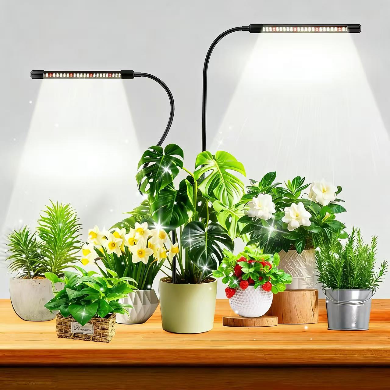 Plant Growth Regulator - ไฟปลูกต้นไม้ 48LEDs สำหรับปลูกต้นไม้ในร่ม แสงสีขาว 6000K พร้อมขาเสียบพื้น