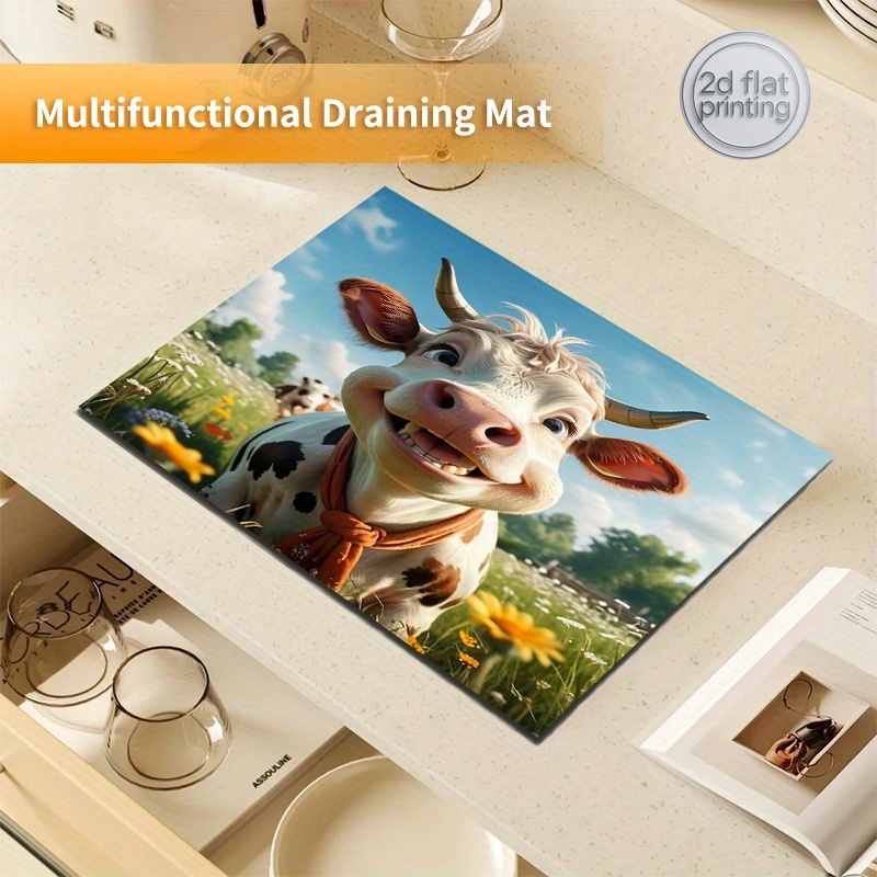 Cow Mat Rubber - แผ่นรองซับน้ำลายวัวแบบ 2 มิติ 1 ชิ้น ใช้เป็นแผ่นรองน้ำหยด