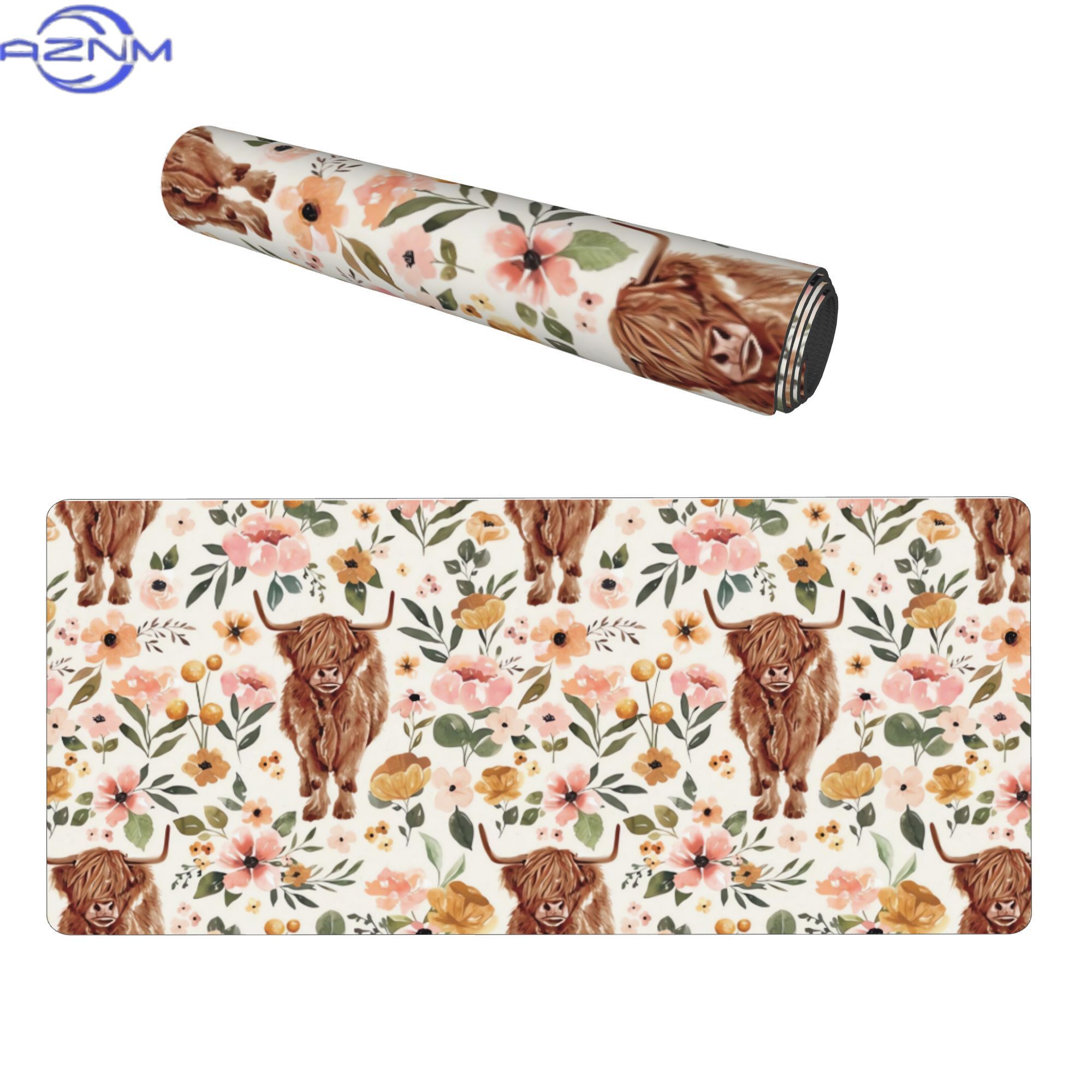 แผ่นรองโต๊ะลายวัวไฮแลนด์และดอก - Cow Mat Rubber บทวิจารณ์และราคา